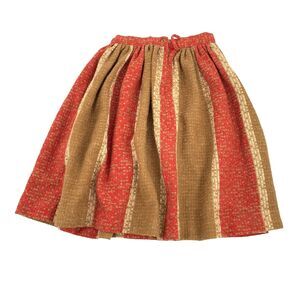 Vintage 1970s Russ Togs 100% Worsted Rug Skirt Size Small Womens Red Cream Tan S